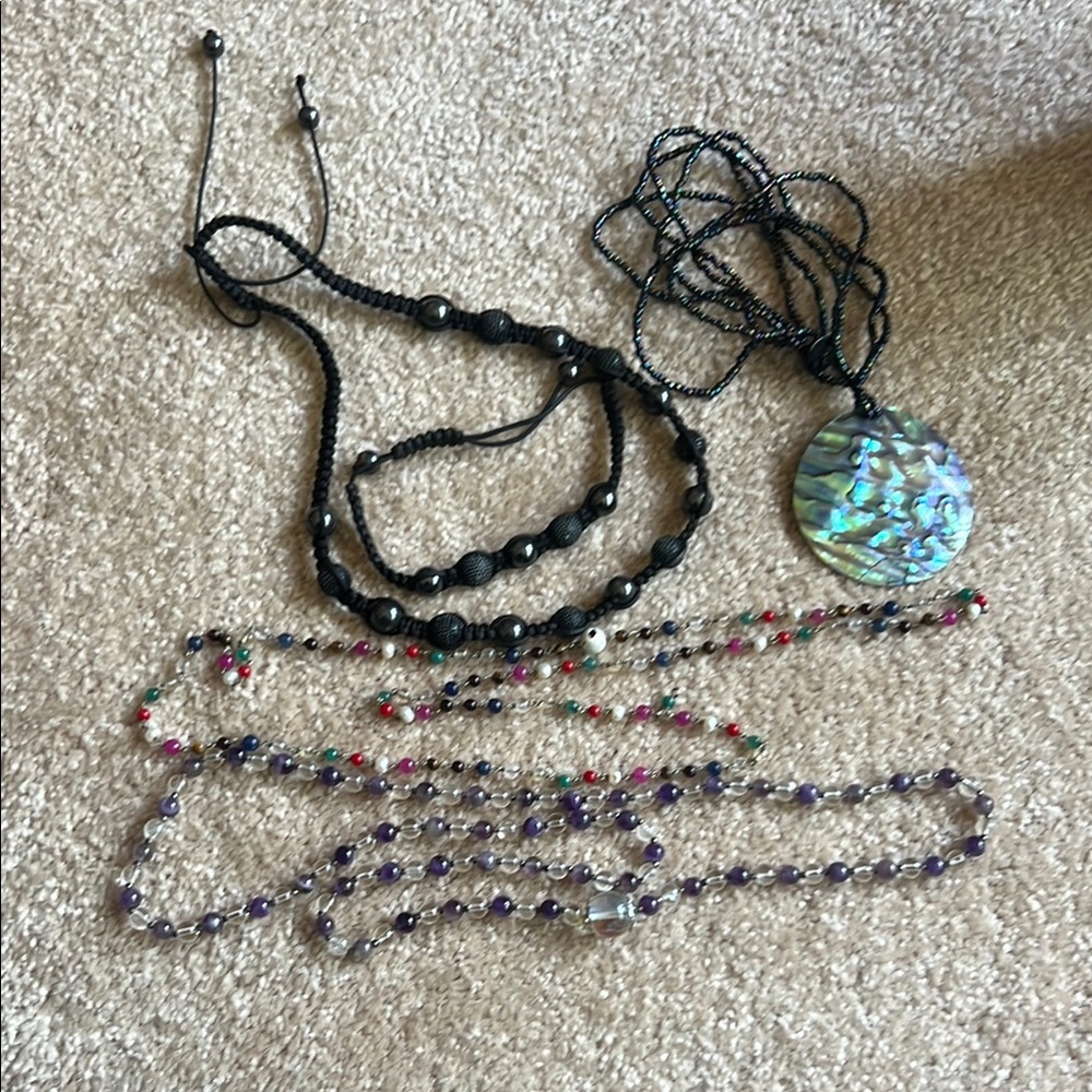 lot of real stone malas and shamballa